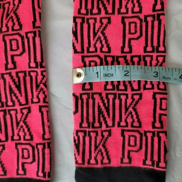 Victoria Secret Long Socks Pink Black Logo - Picture 5 of 6